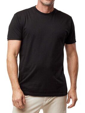 Men's Black Crew Neck Short Sleeve Fitted Style Soft Cotton Poly Blend T Shirts